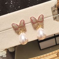 Fashion Butterfly Pearl Long Tassel Earrings main image 5