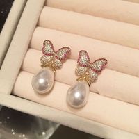 Fashion Butterfly Pearl Long Tassel Earrings main image 6
