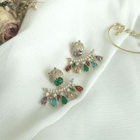 Color Gradient Leopard Head Diamond Earrings main image 1