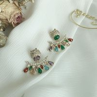 Color Gradient Leopard Head Diamond Earrings main image 4