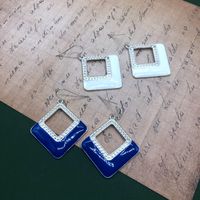 Fashion Blue And White Drip Glaze Metal Earrings main image 5