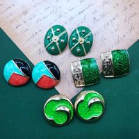 Retro Emerald Green Drip Glaze Alloy Earrings main image 1