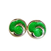 Retro Emerald Green Drip Glaze Alloy Earrings main image 3