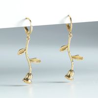Fashion Gold-plated Rose Earrings Wholesale main image 2