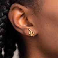 Fashion Snake Zircon Copper Mini Earrings main image 1