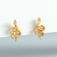 Fashion Snake Zircon Copper Mini Earrings main image 3