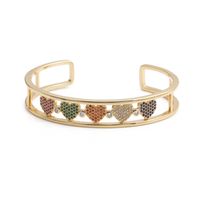 Fashion Roman Alphabet Heart-shape Zircon Copper Bracelet sku image 2