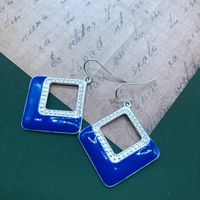 Fashion Blue And White Drip Glaze Metal Earrings sku image 1