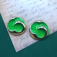 Retro Emerald Green Drip Glaze Alloy Earrings sku image 4