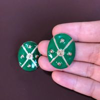 Retro Emerald Green Drip Glaze Alloy Earrings sku image 3