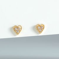 Fashion Peach Heart Zircon Copper Earrings sku image 1