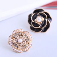 Korean Concise Rose Asymmetrical Stud Earrings sku image 1