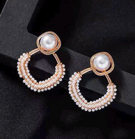 Korean Metal Concise Pearl Stud Earrings main image 1