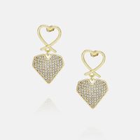 Fashion Gold-plated Zircon Heart-shaped Earrings main image 1
