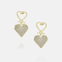 Pendientes En Forma De Corazón De Circonitas Bañadas En Oro De Moda main image 2