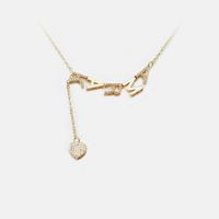 Fashion Heart-shape Letter Zircon Copper Necklace main image 4
