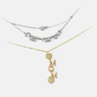 Fashion Heart-shape Letter Zircon Copper Necklace main image 3