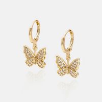 Wholesale Fashion Gold-plated Zircon Butterfly Earrings sku image 1