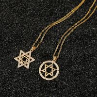Retro Six-pointed Star Copper Inlaid Zircon Necklace main image 1
