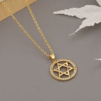Retro Six-pointed Star Copper Inlaid Zircon Necklace main image 3