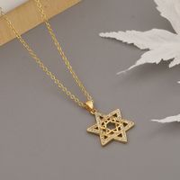 Retro Six-pointed Star Copper Inlaid Zircon Necklace main image 4