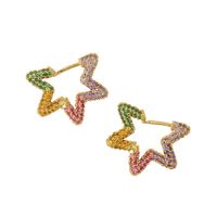Korean Copper Micro-inlaid Five-pointed Star Earrings main image 3