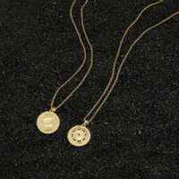 Fashion Round Golden Pattern Copper Inlaid Zircon Necklace main image 2