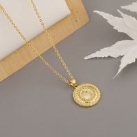 Fashion Round Golden Pattern Copper Inlaid Zircon Necklace main image 3