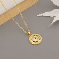 Fashion Round Golden Pattern Copper Inlaid Zircon Necklace main image 4