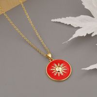 Fashion Round Sun Flower Pendant Necklace main image 4