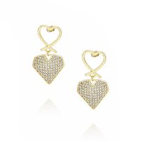 Fashion Gold-plated Zircon Heart-shaped Earrings sku image 3