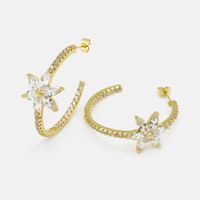 Fashion Flower Gold-plated Zircon Earrings sku image 2
