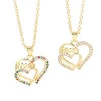 Fashion Letter Mom Chain Color Zircon Necklace sku image 1