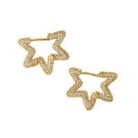 Korean Copper Micro-inlaid Five-pointed Star Earrings sku image 2