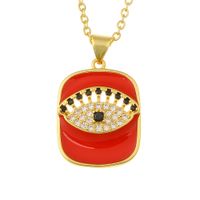 Fashion Rectangular Oil Drop Eye Hollow Copper Necklace sku image 1
