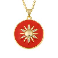 Fashion Round Sun Flower Pendant Necklace sku image 1