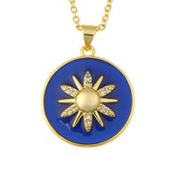 Fashion Round Sun Flower Pendant Necklace sku image 2