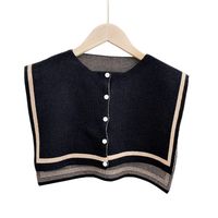 Korean Striped Frame Button Knit Shawl Scarf main image 3