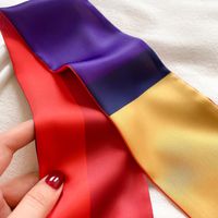 Color-blocking Striped Long Silk Scarf main image 4