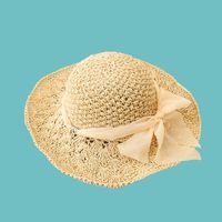 Korean Sunscreen Wide-brimmed Dome Straw Hat sku image 3