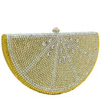 Fashion Lemon Flat Bottom Diamond Clutch Bag main image 3