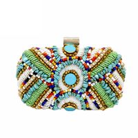 Aluminum Frame Chain Beaded Clutch Bag sku image 1