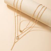 Koreanische Mode Neuen Stil Geometrische Legierung Anhänger Mehrschichtige Halskette main image 1