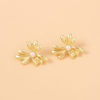 Fashion Flower Pearl Alloy Earrings Wholesale main image 4