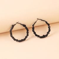 Fashion Big Circle Black Crystal Alloy Earrings Wholesale main image 5