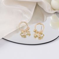 Simple Star Inlaid Pearl Alloy Earrings main image 4