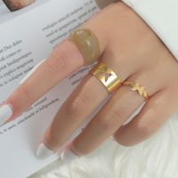 Punk Geometric Butterfly Alloy Resin Couple Ring Set main image 3