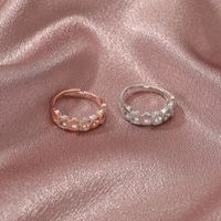 Fashion Copper Inlaid Zircon Chain Hollow Open Ring main image 3