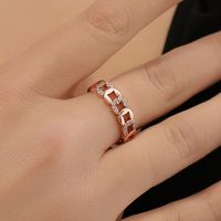 Fashion Copper Inlaid Zircon Chain Hollow Open Ring main image 6