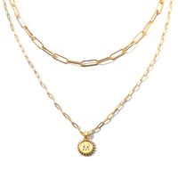 New Fashion Simple Chain Multi-layer Round Coin Love Pendant Necklace main image 1